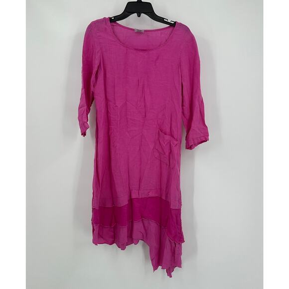 Click Womens Top Size S Oversized Linen Asymmetrical Hem Lagenlook Artwear - Picture 1 of 7